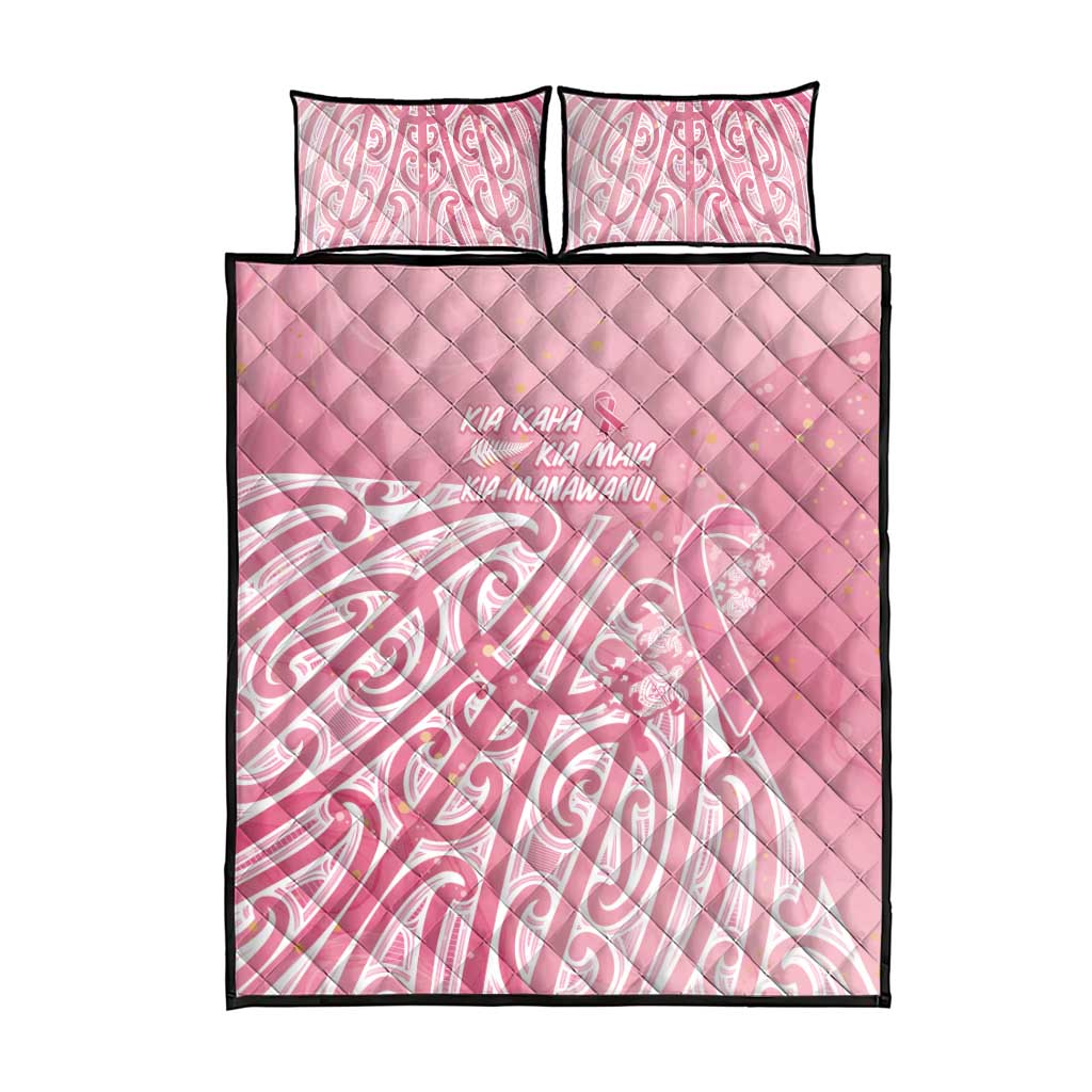 Breast Cancer Awareness Maori Quilt Bed Set Kia Kaha Kia Maia Kia Manawanui - Aussie Hoodie