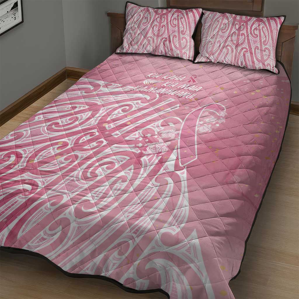Breast Cancer Awareness Maori Quilt Bed Set Kia Kaha Kia Maia Kia Manawanui - Aussie Hoodie