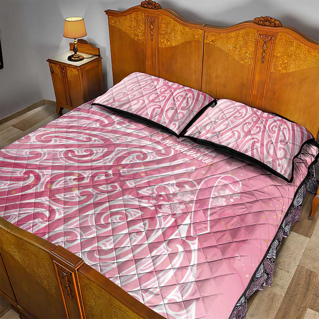 Breast Cancer Awareness Maori Quilt Bed Set Kia Kaha Kia Maia Kia Manawanui - Aussie Hoodie
