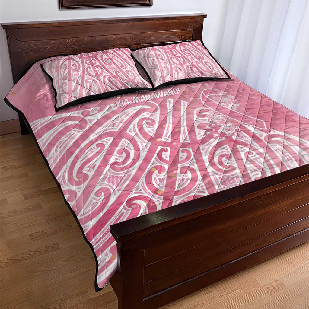 Breast Cancer Awareness Maori Quilt Bed Set Kia Kaha Kia Maia Kia Manawanui - Aussie Hoodie