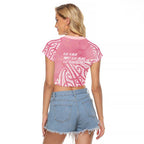 Breast Cancer Awareness Maori Raglan Cropped T Shirt Kia Kaha Kia Maia Kia Manawanui - Aussie Hoodie