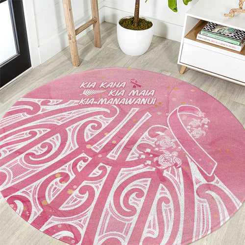 Breast Cancer Awareness Maori Round Carpet Kia Kaha Kia Maia Kia Manawanui - Aussie Hoodie