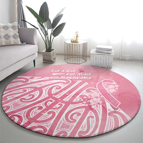 Breast Cancer Awareness Maori Round Carpet Kia Kaha Kia Maia Kia Manawanui - Aussie Hoodie