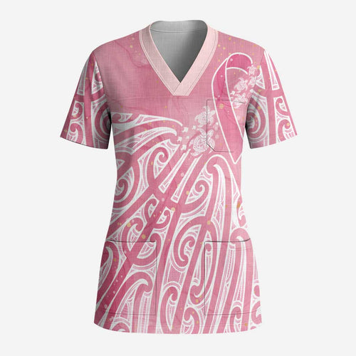 Breast Cancer Awareness Maori Scrub Top Kia Kaha Kia Maia Kia Manawanui - Aussie Hoodie