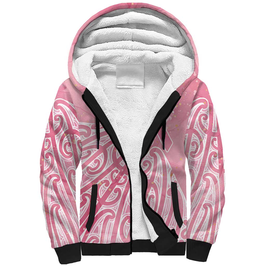 Breast Cancer Awareness Maori Sherpa Hoodie Kia Kaha Kia Maia Kia Manawanui - Aussie Hoodie