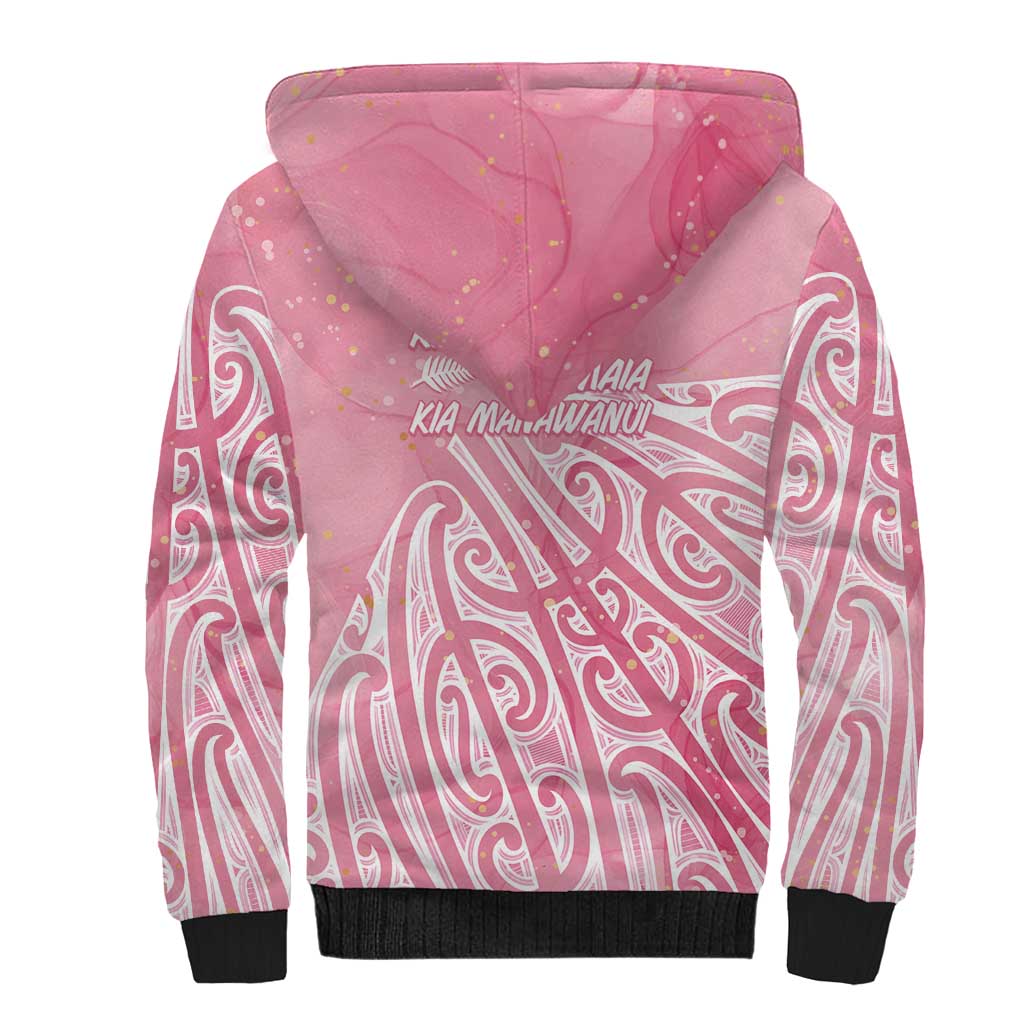 Breast Cancer Awareness Maori Sherpa Hoodie Kia Kaha Kia Maia Kia Manawanui - Aussie Hoodie