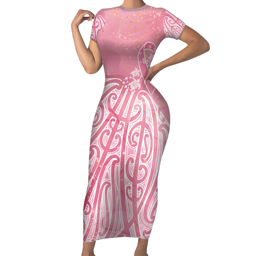 Breast Cancer Awareness Maori Short Sleeve Bodycon Dress Kia Kaha Kia Maia Kia Manawanui - Aussie Hoodie