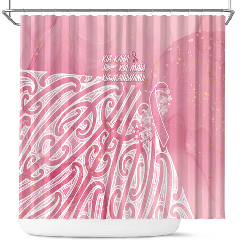 Breast Cancer Awareness Maori Shower Curtain Kia Kaha Kia Maia Kia Manawanui - Aussie Hoodie
