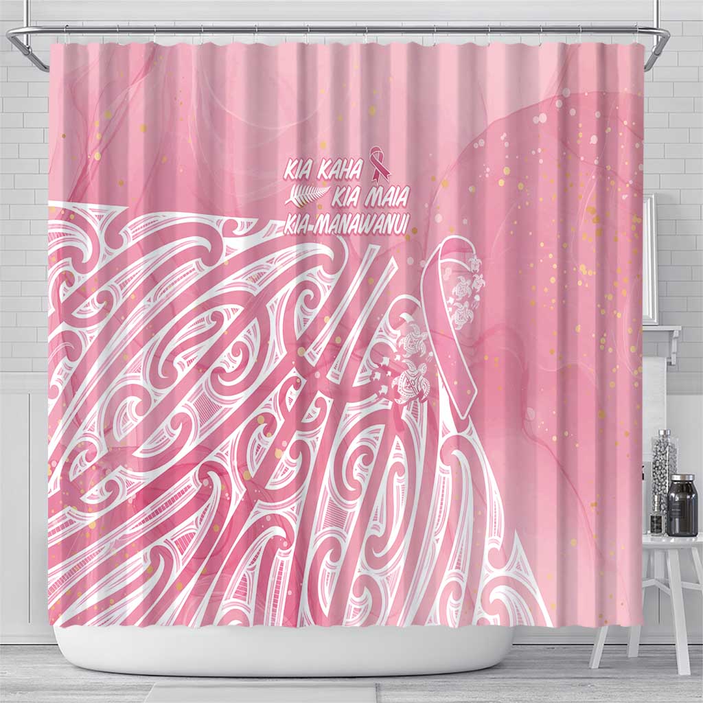 Breast Cancer Awareness Maori Shower Curtain Kia Kaha Kia Maia Kia Manawanui - Aussie Hoodie