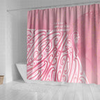 Breast Cancer Awareness Maori Shower Curtain Kia Kaha Kia Maia Kia Manawanui - Aussie Hoodie