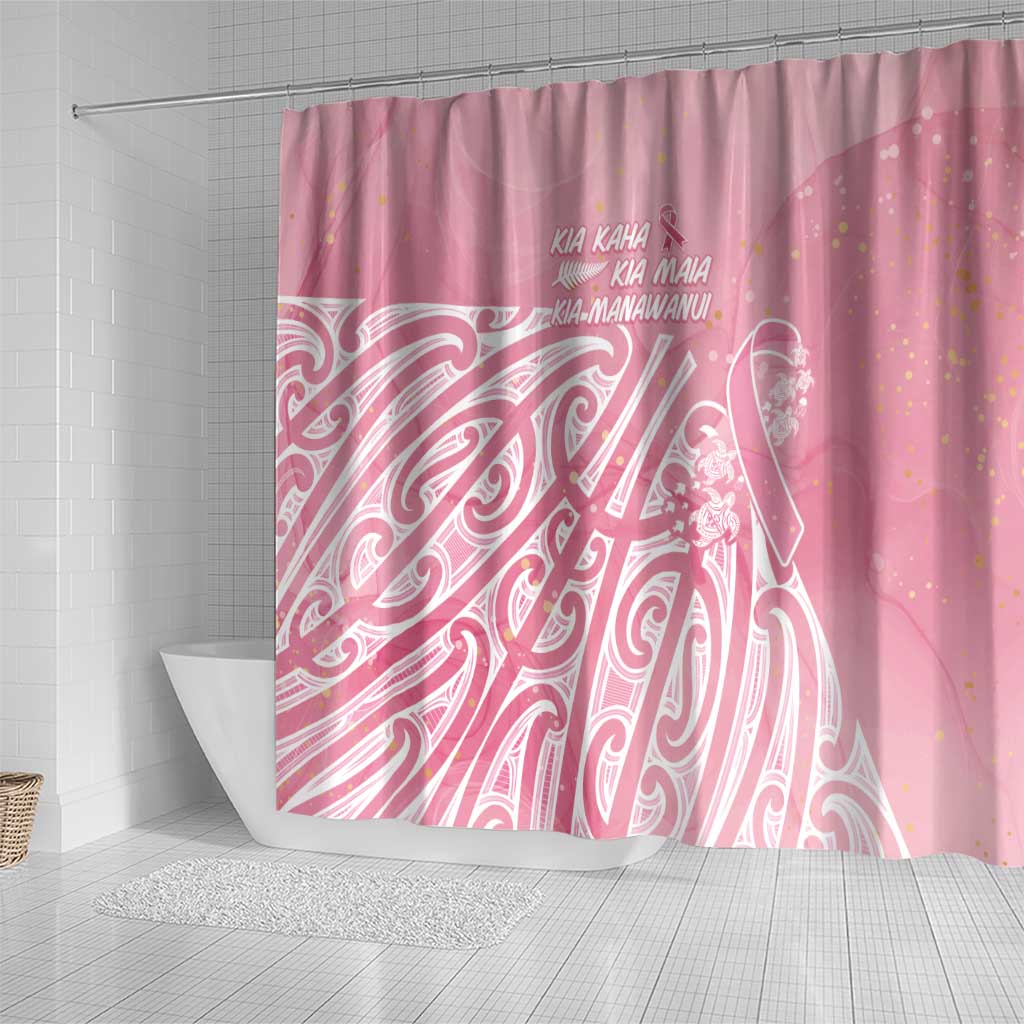 Breast Cancer Awareness Maori Shower Curtain Kia Kaha Kia Maia Kia Manawanui - Aussie Hoodie