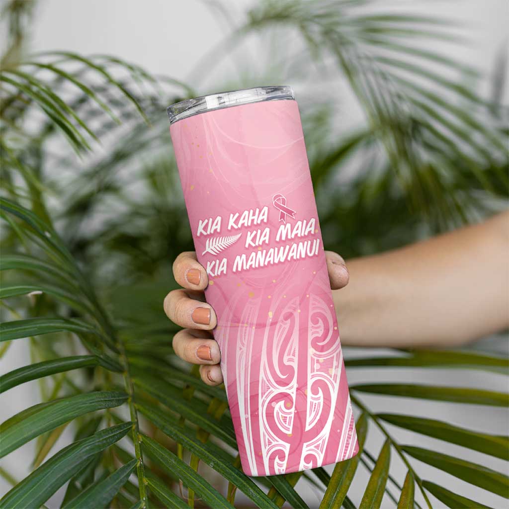 Breast Cancer Awareness Maori Skinny Tumbler Kia Kaha Kia Maia Kia Manawanui - Aussie Hoodie