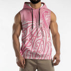 Breast Cancer Awareness Maori Sleeveless Hoodie Kia Kaha Kia Maia Kia Manawanui - Aussie Hoodie