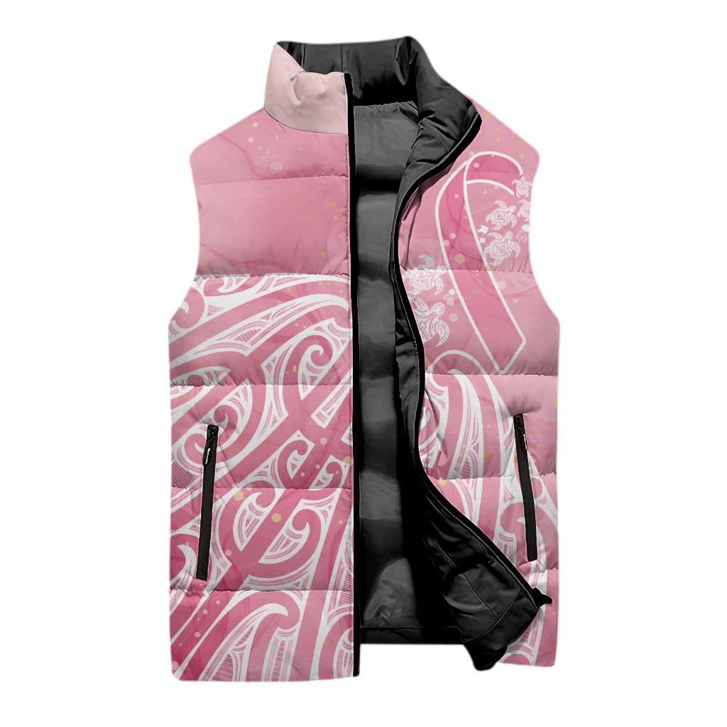 Breast Cancer Awareness Maori Sleeveless Puffer Jacket Kia Kaha Kia Maia Kia Manawanui - Aussie Hoodie