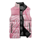 Breast Cancer Awareness Maori Sleeveless Puffer Jacket Kia Kaha Kia Maia Kia Manawanui - Aussie Hoodie