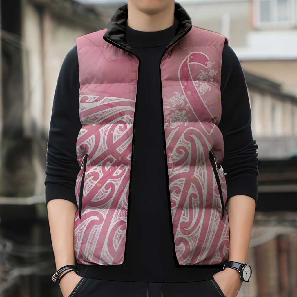 Breast Cancer Awareness Maori Sleeveless Puffer Jacket Kia Kaha Kia Maia Kia Manawanui - Aussie Hoodie