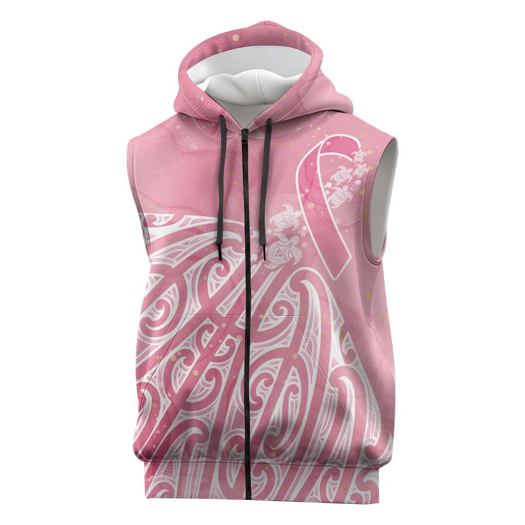 Breast Cancer Awareness Maori Sleeveless Zip Hoodie Kia Kaha Kia Maia Kia Manawanui LT7