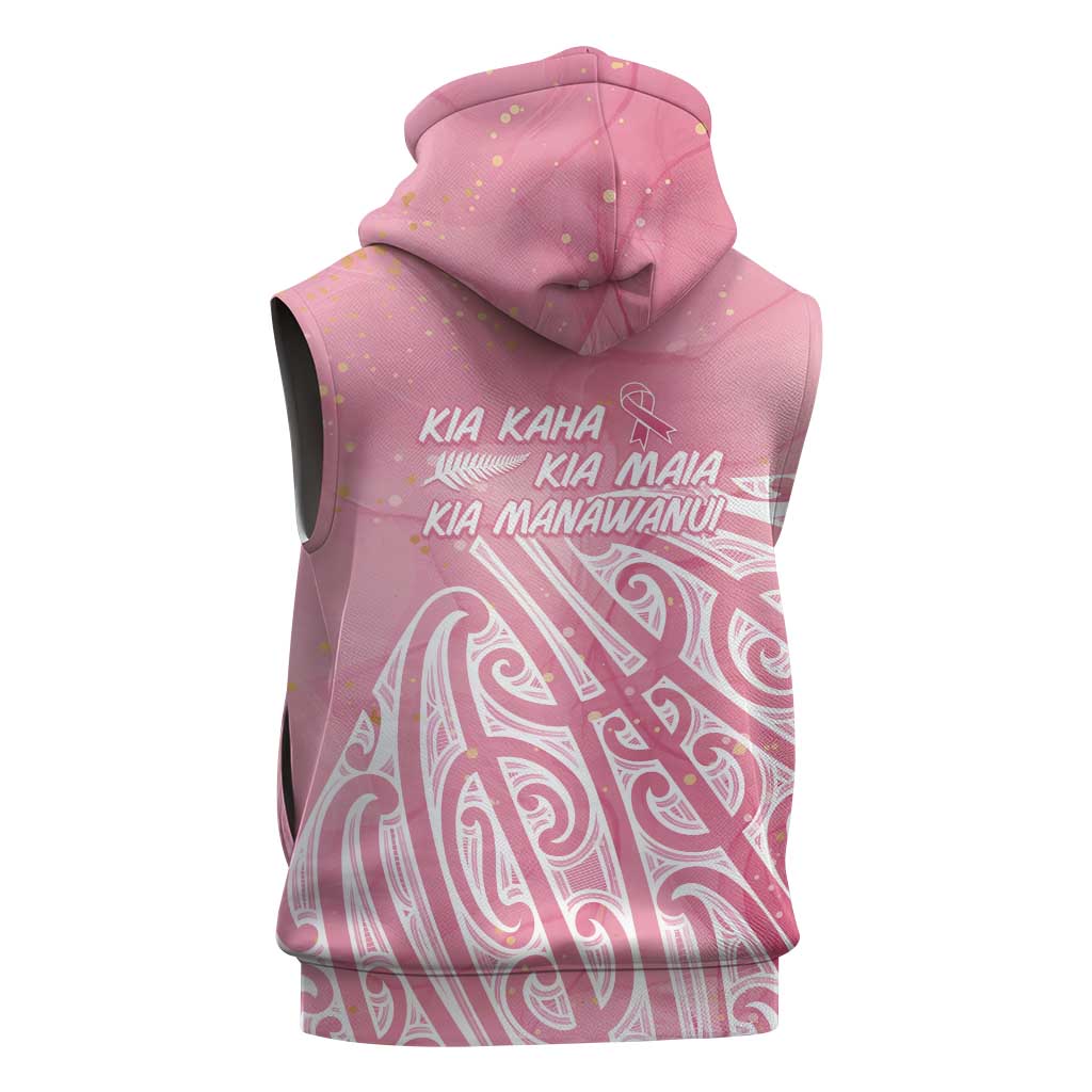 Breast Cancer Awareness Maori Sleeveless Zip Hoodie Kia Kaha Kia Maia Kia Manawanui LT7