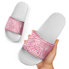 Breast Cancer Awareness Maori Slide Sandals Kia Kaha Kia Maia Kia Manawanui - Aussie Hoodie