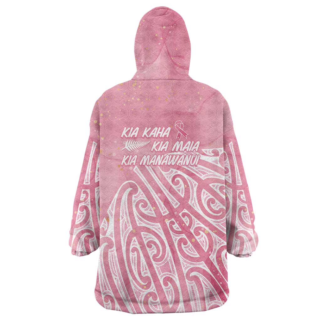 Breast Cancer Awareness Maori Wearable Blanket Hoodie Kia Kaha Kia Maia Kia Manawanui - Aussie Hoodie