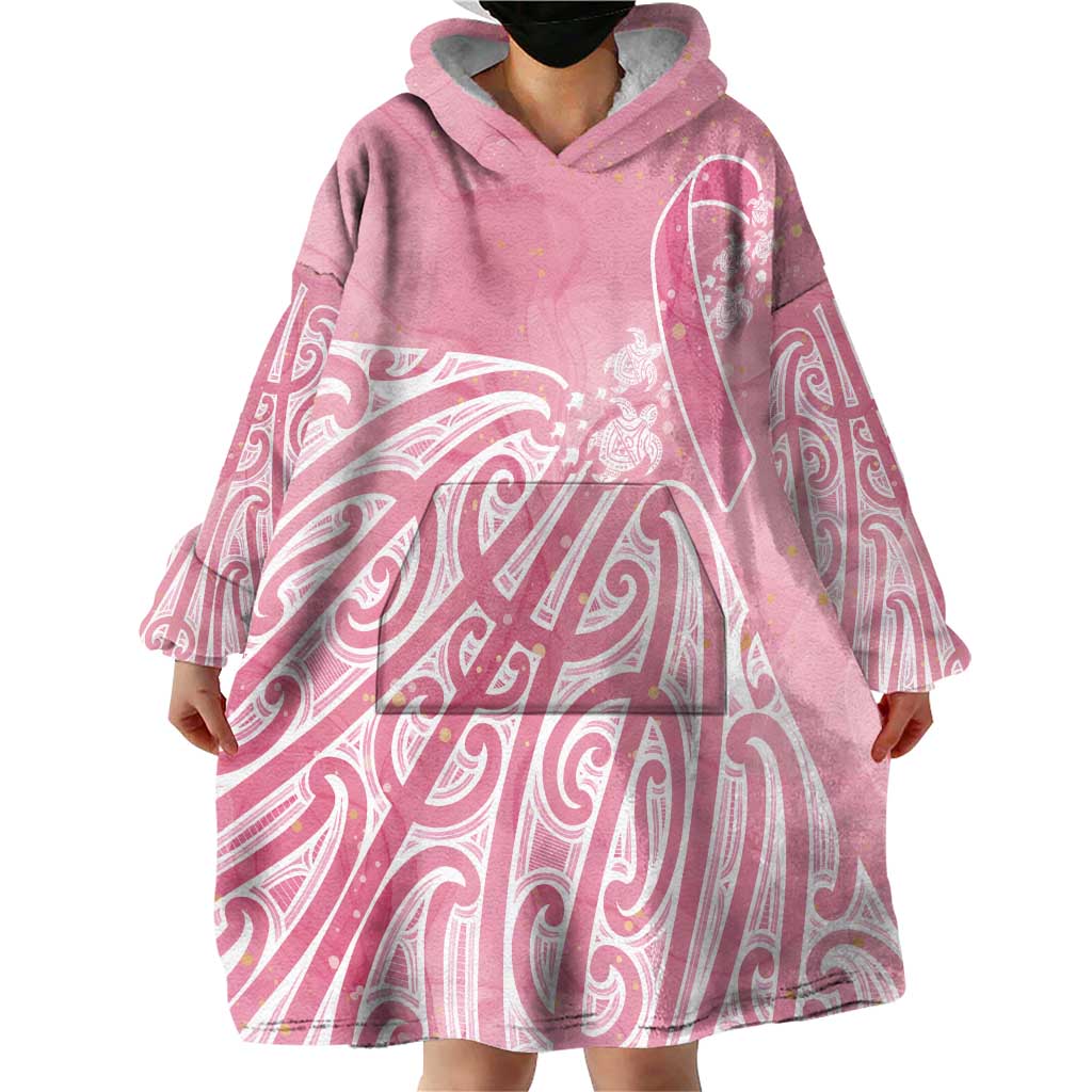Breast Cancer Awareness Maori Wearable Blanket Hoodie Kia Kaha Kia Maia Kia Manawanui - Aussie Hoodie