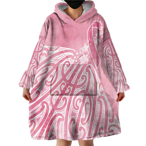 Breast Cancer Awareness Maori Wearable Blanket Hoodie Kia Kaha Kia Maia Kia Manawanui - Aussie Hoodie