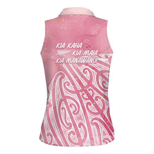 Breast Cancer Awareness Maori Women Sleeveless Polo Shirt Kia Kaha Kia Maia Kia Manawanui - Aussie Hoodie