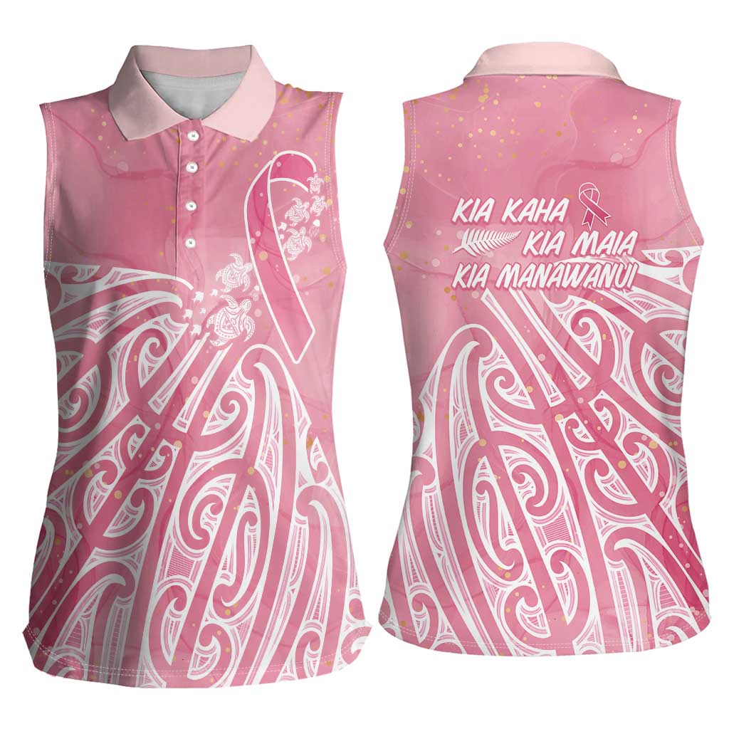 Breast Cancer Awareness Maori Women Sleeveless Polo Shirt Kia Kaha Kia Maia Kia Manawanui - Aussie Hoodie