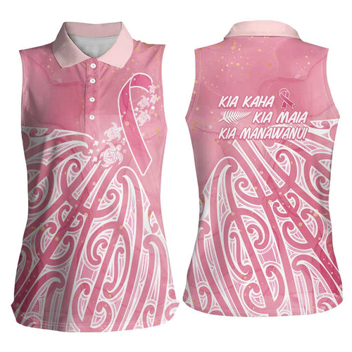 Breast Cancer Awareness Maori Women Sleeveless Polo Shirt Kia Kaha Kia Maia Kia Manawanui - Aussie Hoodie