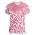 Breast Cancer Awareness Maori Women V-Neck T-Shirt Kia Kaha Kia Maia Kia Manawanui - Aussie Hoodie
