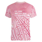 Breast Cancer Awareness Maori Women V-Neck T-Shirt Kia Kaha Kia Maia Kia Manawanui - Aussie Hoodie