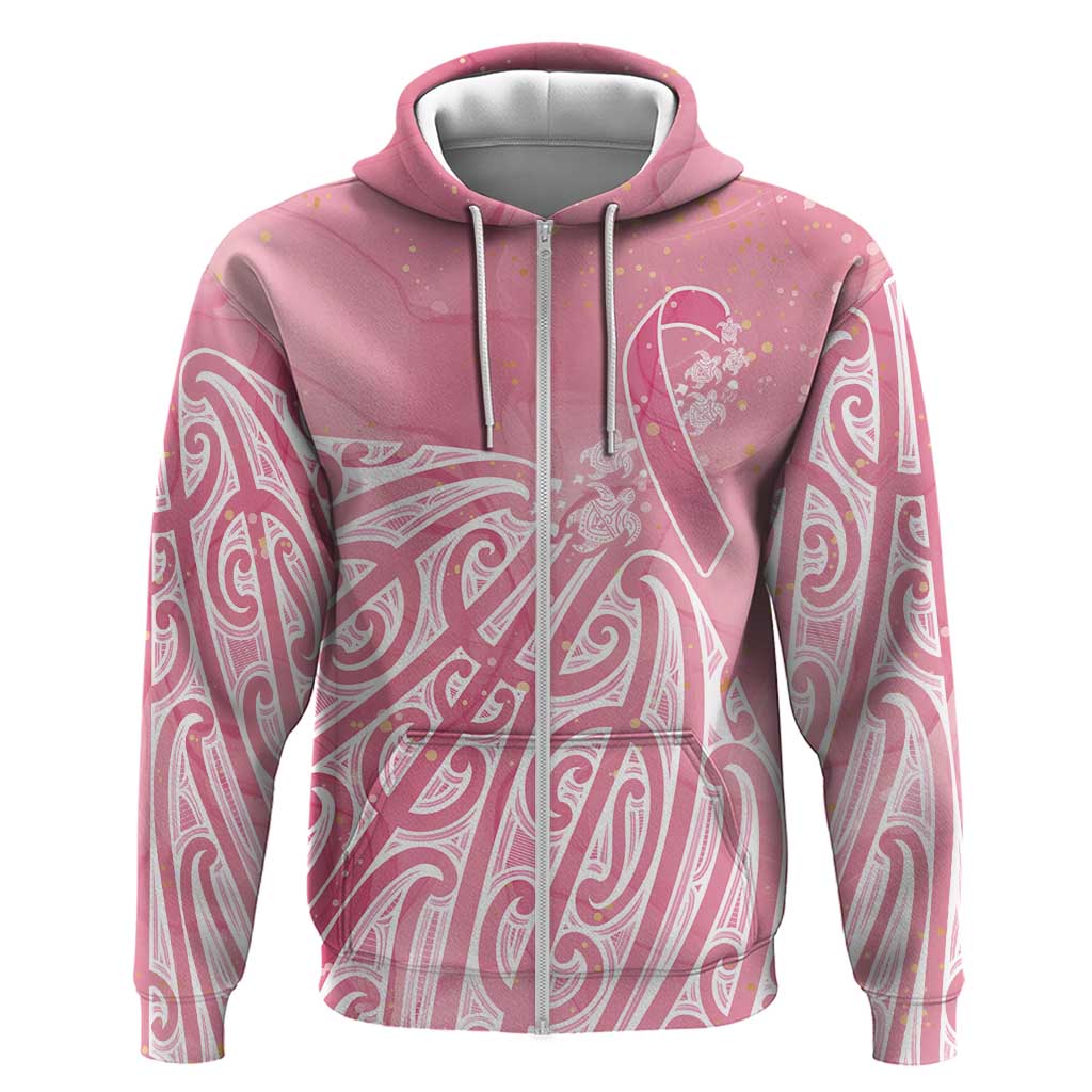 Breast Cancer Awareness Maori Zip Hoodie Kia Kaha Kia Maia Kia Manawanui - Aussie Hoodie
