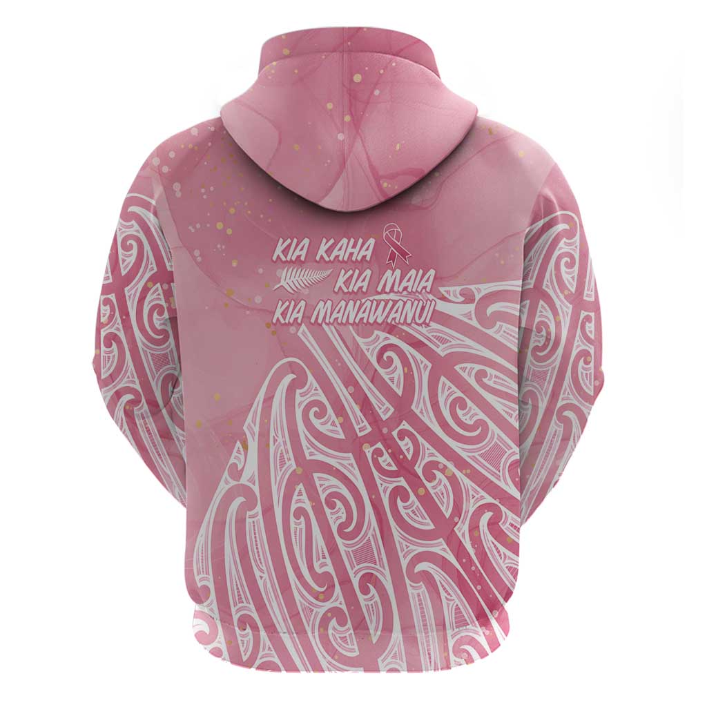 Breast Cancer Awareness Maori Zip Hoodie Kia Kaha Kia Maia Kia Manawanui - Aussie Hoodie