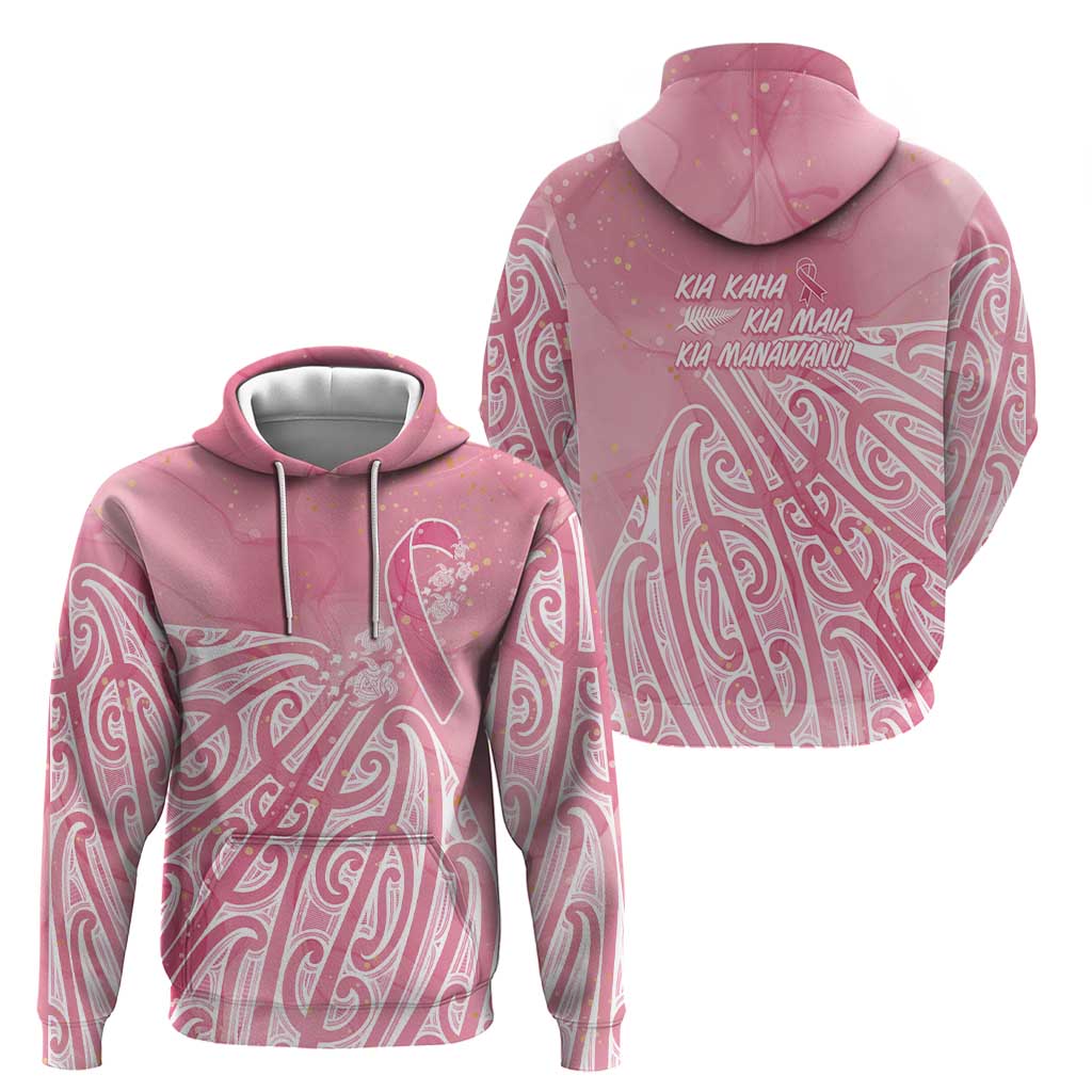 Breast Cancer Awareness Maori Zip Hoodie Kia Kaha Kia Maia Kia Manawanui - Aussie Hoodie