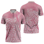 Breast Cancer Awareness Maori Zipper Polo Shirt Kia Kaha Kia Maia Kia Manawanui - Aussie Hoodie