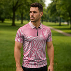 Breast Cancer Awareness Maori Zipper Polo Shirt Kia Kaha Kia Maia Kia Manawanui - Aussie Hoodie