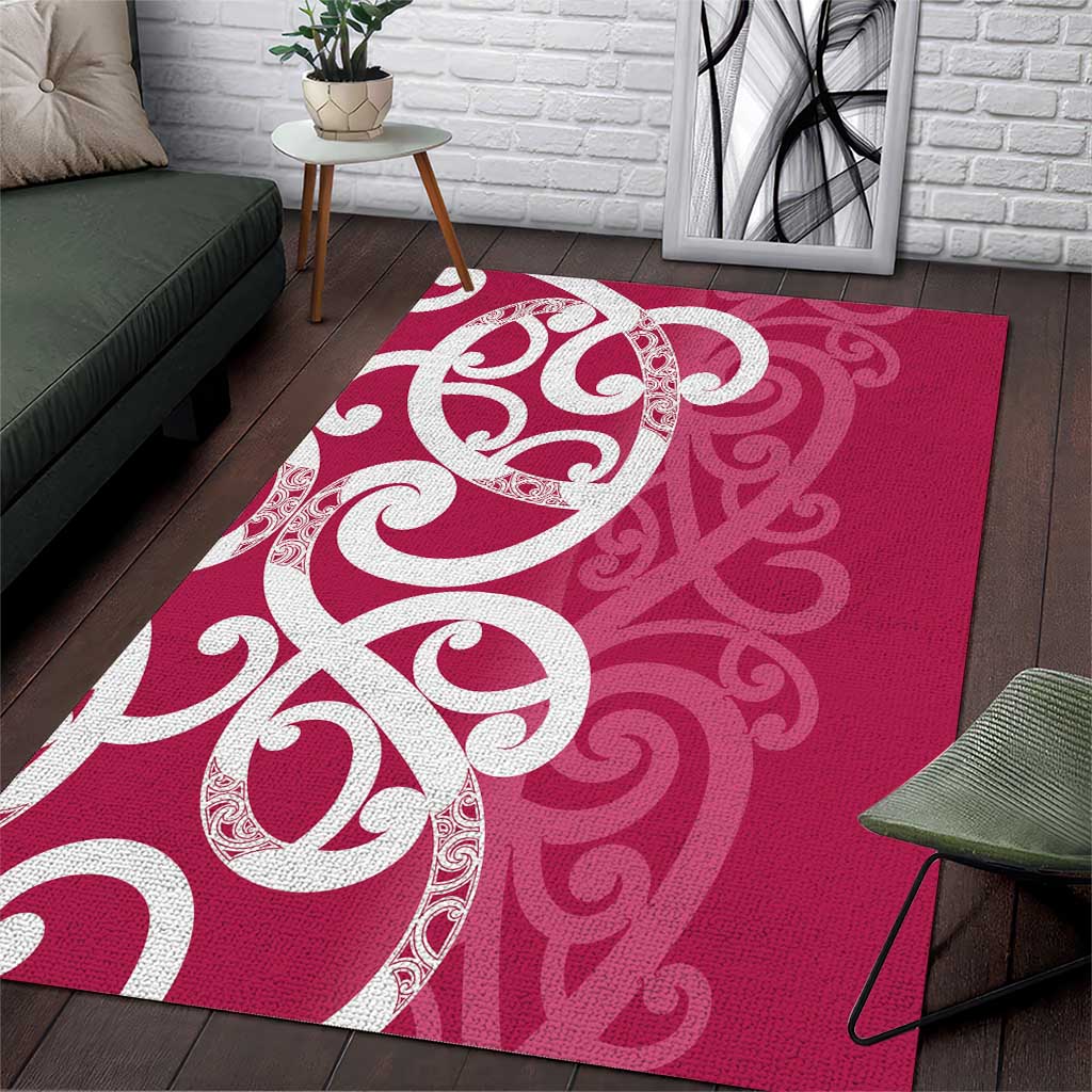 Breast Cancer Awareness Maori Area Rug Koru Kowhaiwhai - Aussie Hoodie