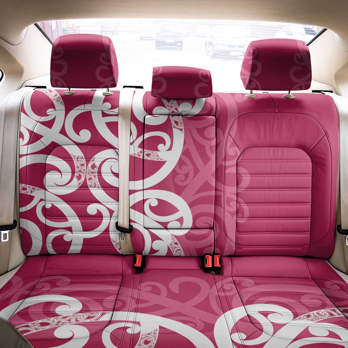 Breast Cancer Awareness Maori Back Car Seat Cover Koru Kowhaiwhai - Aussie Hoodie