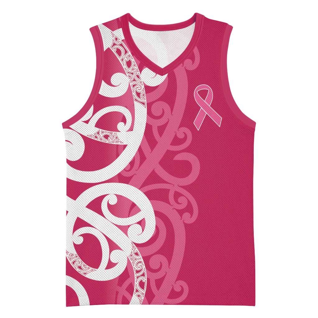 Breast Cancer Awareness Maori Basketball Jersey Koru Kowhaiwhai - Aussie Hoodie