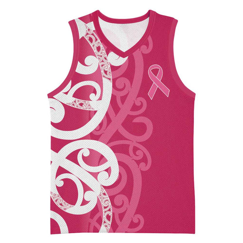 Breast Cancer Awareness Maori Basketball Jersey Koru Kowhaiwhai - Aussie Hoodie