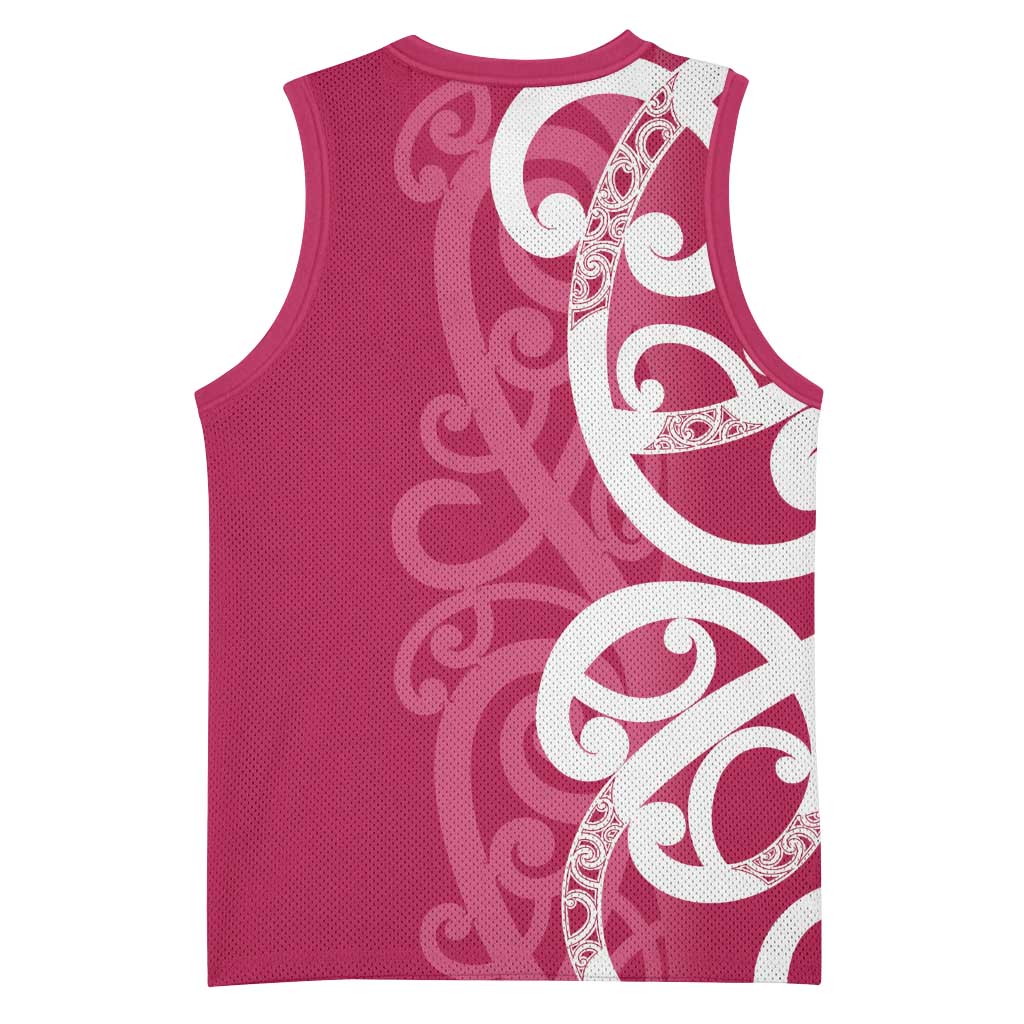 Breast Cancer Awareness Maori Basketball Jersey Koru Kowhaiwhai - Aussie Hoodie