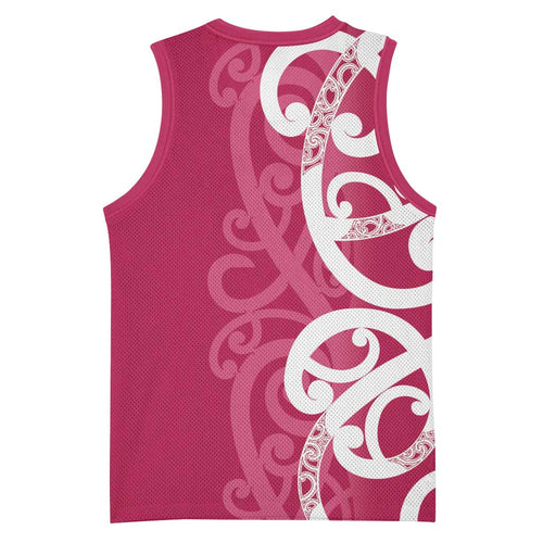 Breast Cancer Awareness Maori Basketball Jersey Koru Kowhaiwhai - Aussie Hoodie