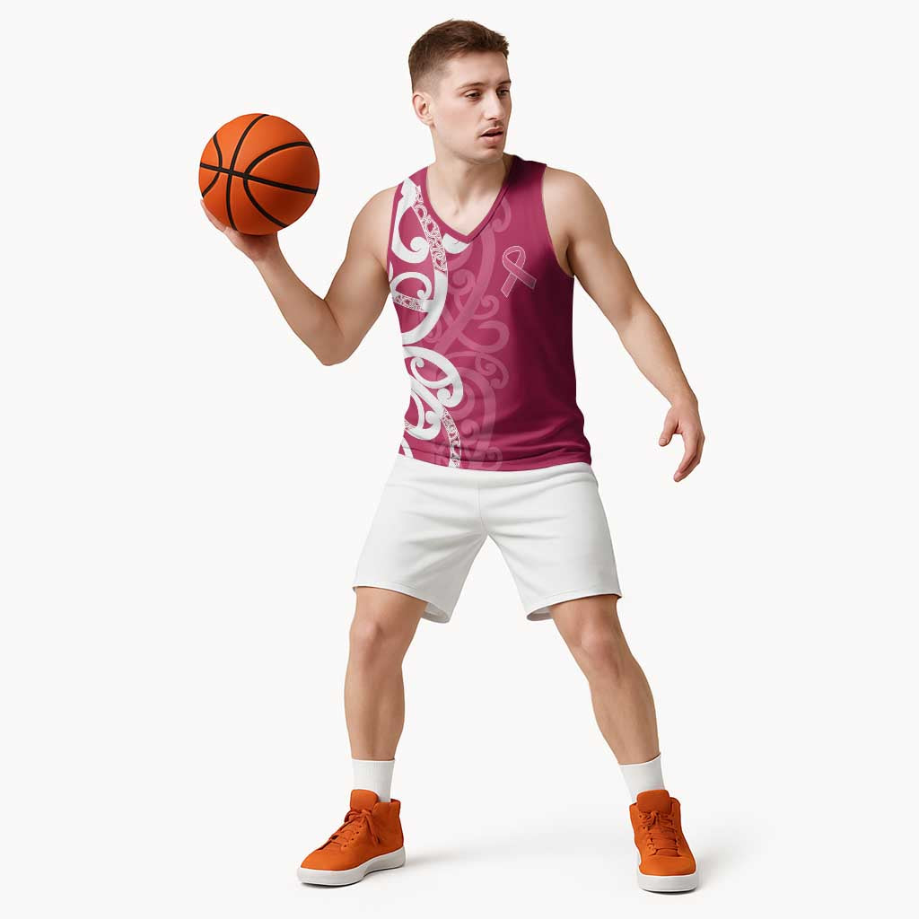 Breast Cancer Awareness Maori Basketball Jersey Koru Kowhaiwhai - Aussie Hoodie