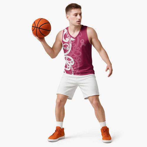 Breast Cancer Awareness Maori Basketball Jersey Koru Kowhaiwhai - Aussie Hoodie