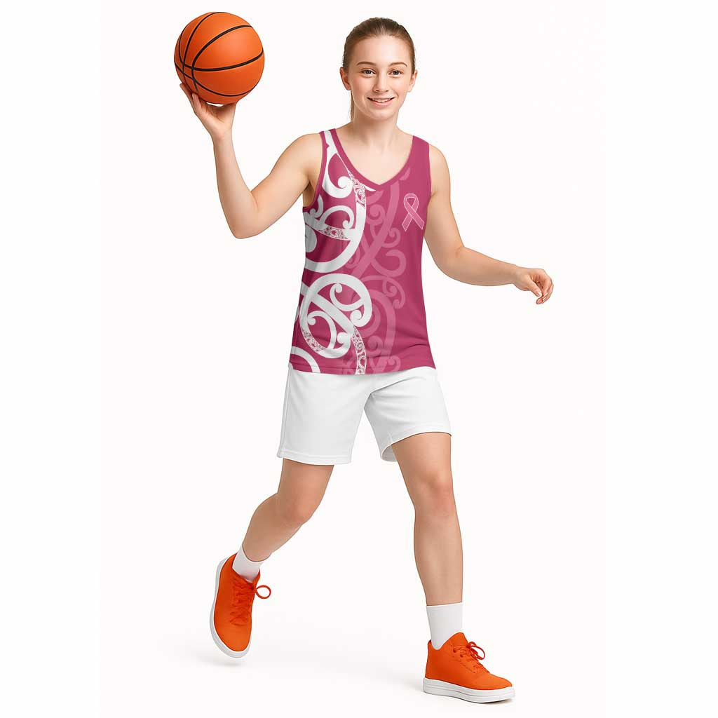 Breast Cancer Awareness Maori Basketball Jersey Koru Kowhaiwhai - Aussie Hoodie