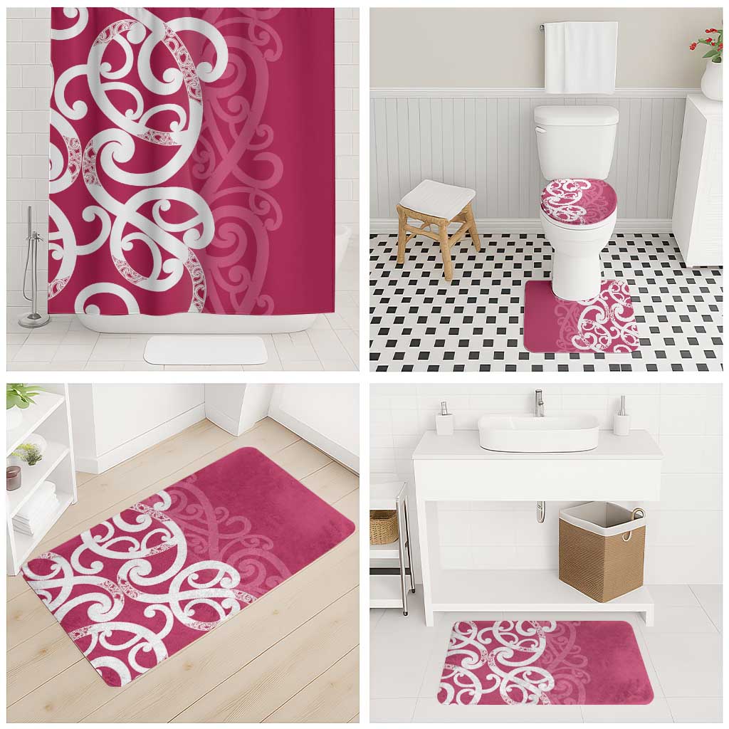 Breast Cancer Awareness Maori Bathroom Set Koru Kowhaiwhai - Aussie Hoodie