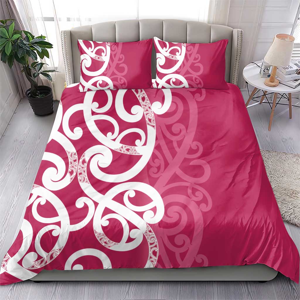 Breast Cancer Awareness Maori Bedding Set Koru Kowhaiwhai - Aussie Hoodie
