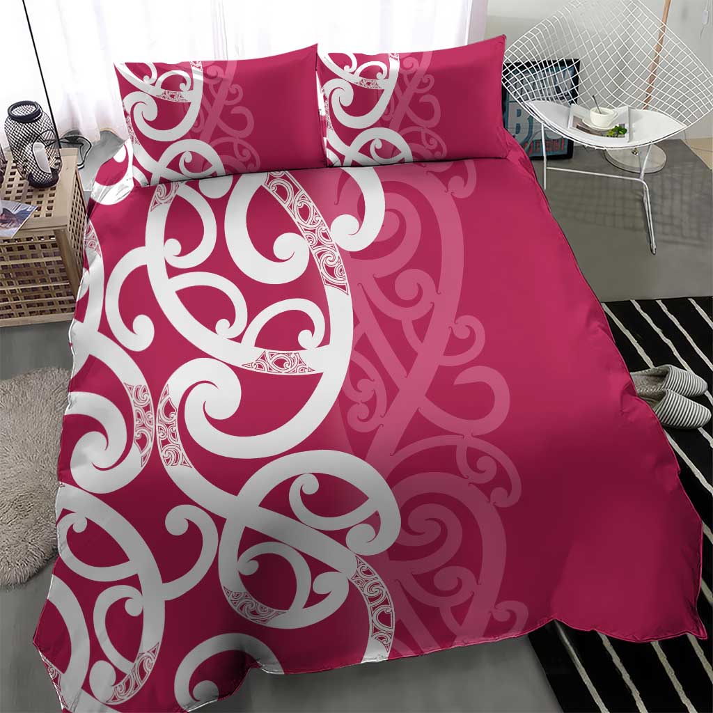 Breast Cancer Awareness Maori Bedding Set Koru Kowhaiwhai - Aussie Hoodie