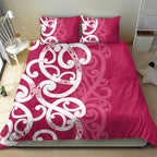 Breast Cancer Awareness Maori Bedding Set Koru Kowhaiwhai - Aussie Hoodie