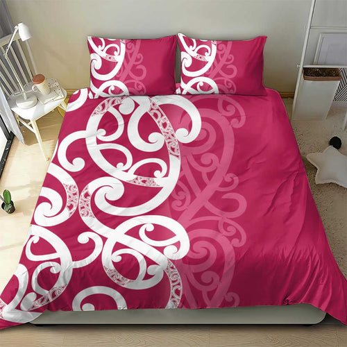 Breast Cancer Awareness Maori Bedding Set Koru Kowhaiwhai - Aussie Hoodie